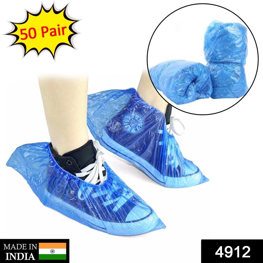 Type Plastic Elastic Top Disposable Shoe Cover For Rainy Season (50 Pairs) - Color: Mix