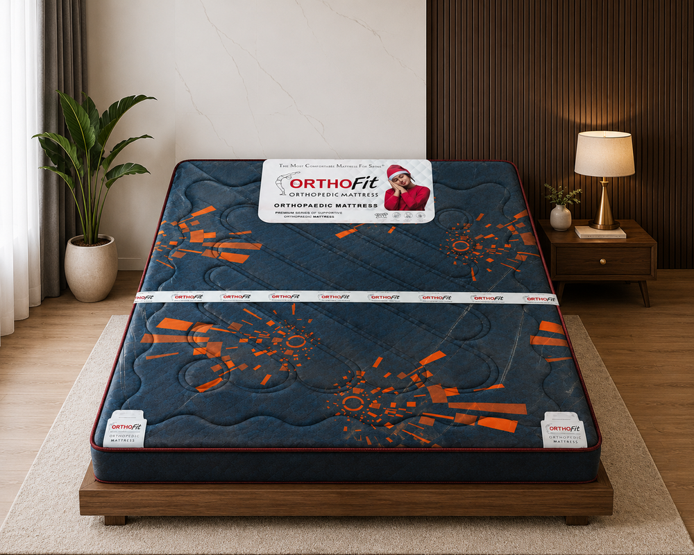 Orthopedic Bonded Mattress - Color: Maroon With Designer Print