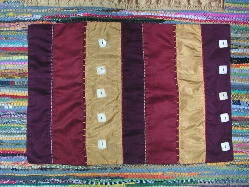 Cotton Table Mats - 16x16 Inches, Burgundy Striped Geometric Design | Unique Design, Easy to Clean, Durable