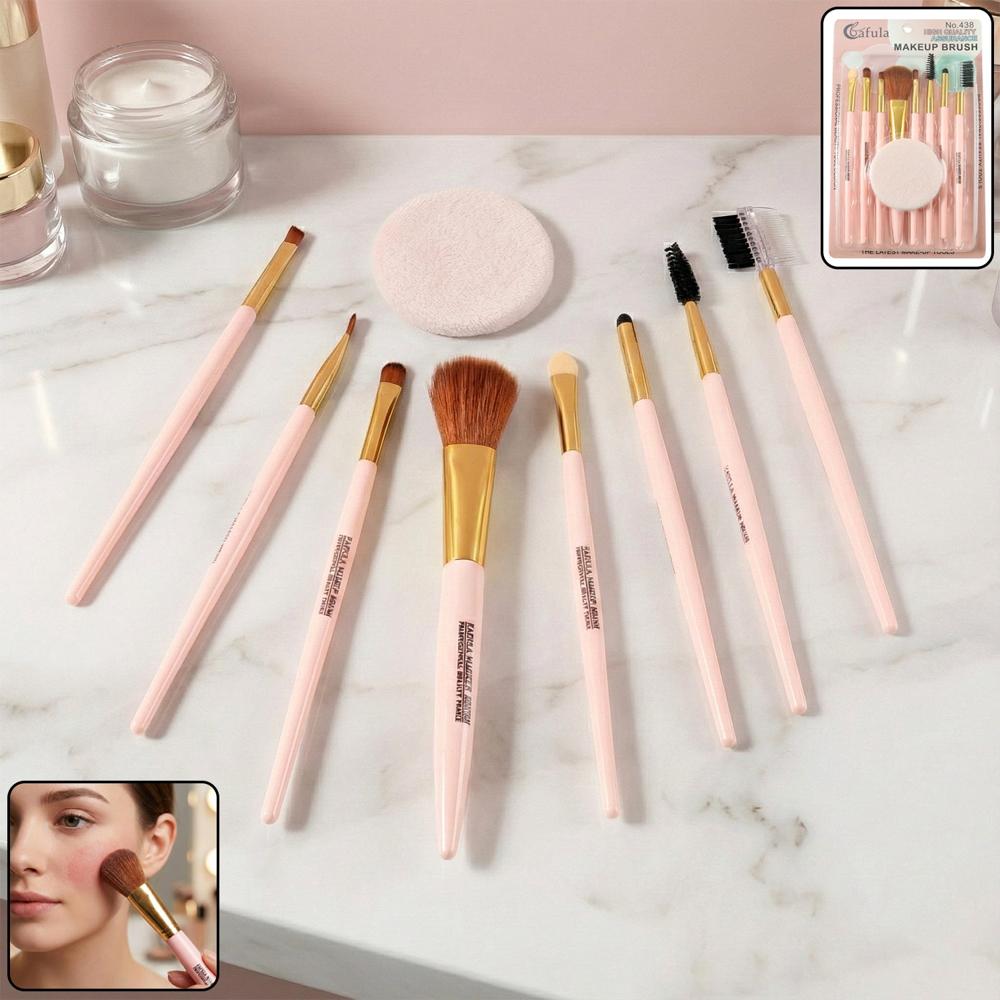 9-In-1 Professional Makeup Brush Set (1 Set) - Color: Mix