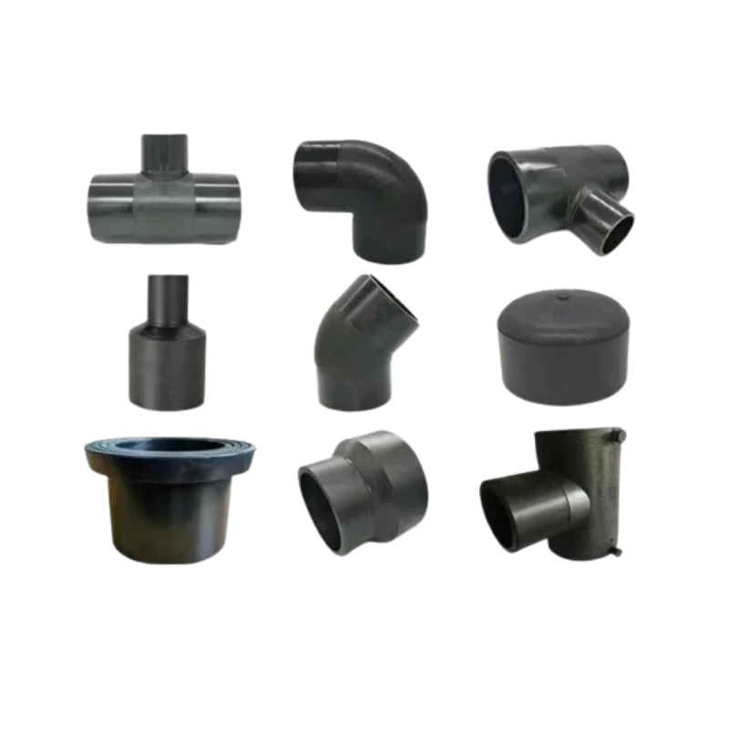 PE Material HDPE Pipe Fittings Butt Fusion Equal Tee Pipes
