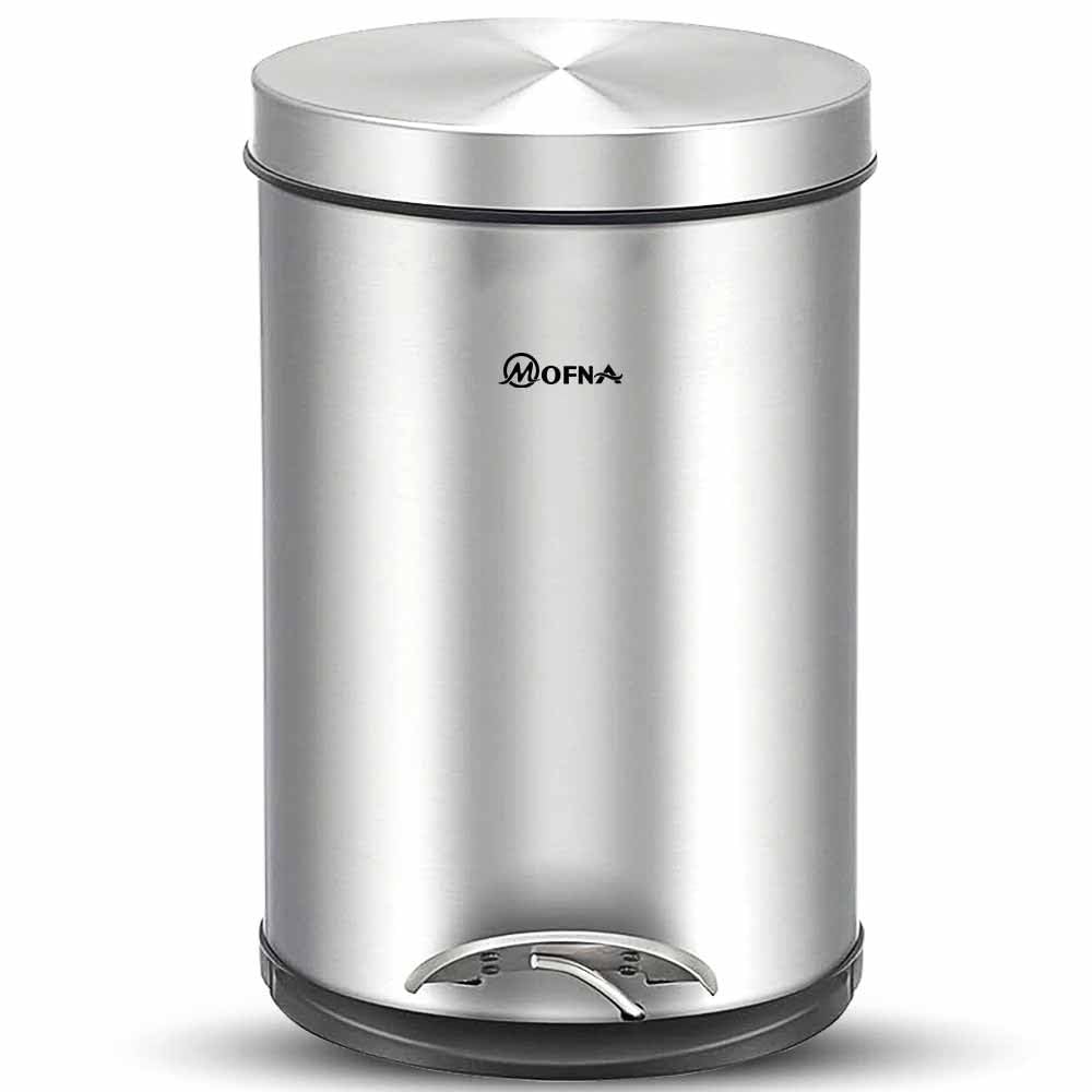 Mofna Stainless Steel Plain Silver Pedal Dustbin 5 Liter