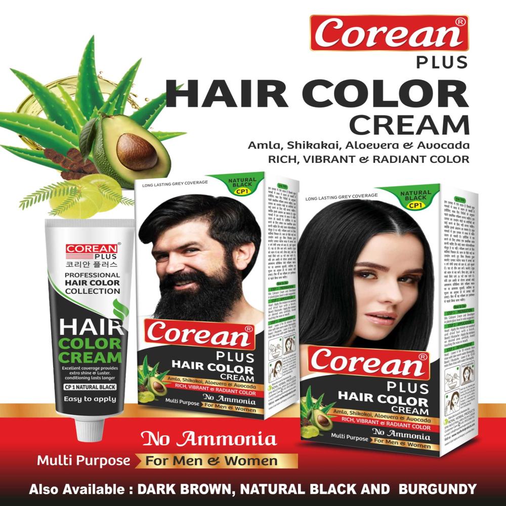 Corean Hair Colour Cream - Cosmetic Grade Cream 50g, Black/brown | Long-lasting Colour, Conditioning, Damage Protection