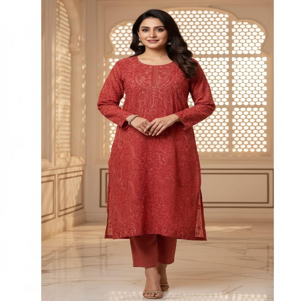 Ladies georgette Aari work Long Kurties