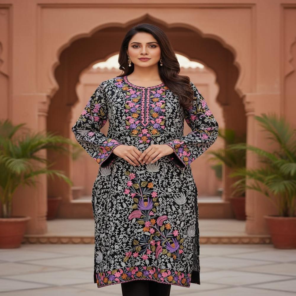 Ladies georgette Aari work Long Kurties