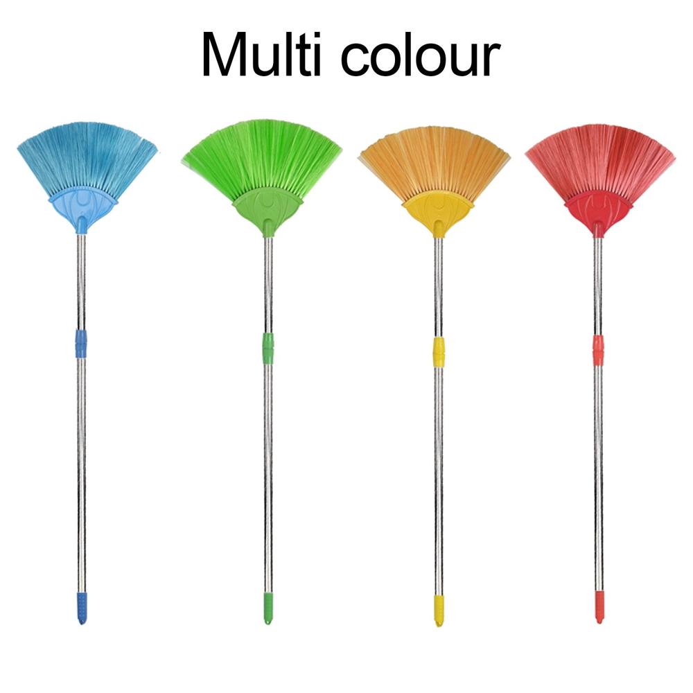 Broom With Long Stainless Steel Rod And Extendable Cobweb Cleaner Stick - Color: Mix