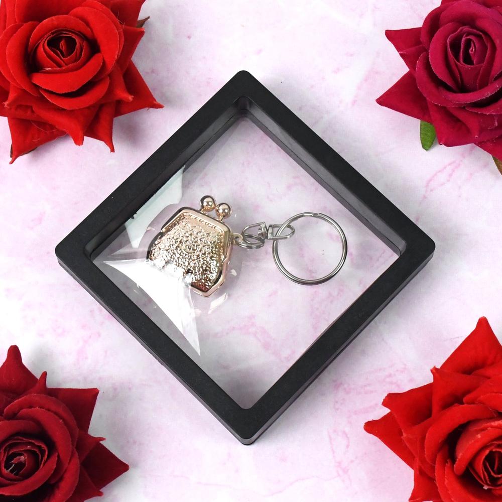 Nail Clipper Keychain With 3D Floating Frame Display Case (1 Set) - Color: Mix