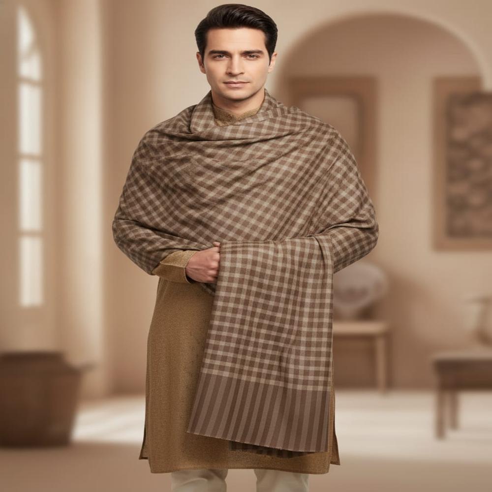 PURE WOOL CHECK GENTS SHAWL