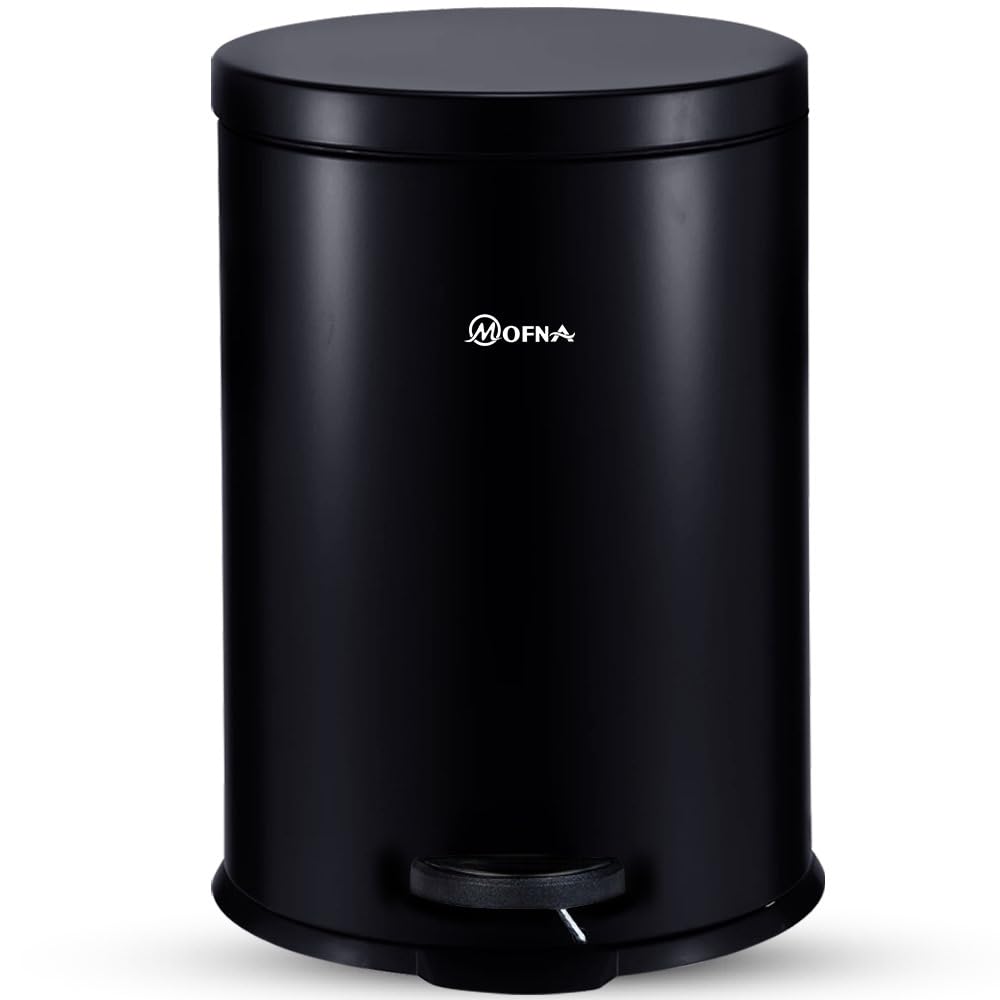 Mofna Stainless Steel Black Pedal Dustbin 7 Liter
