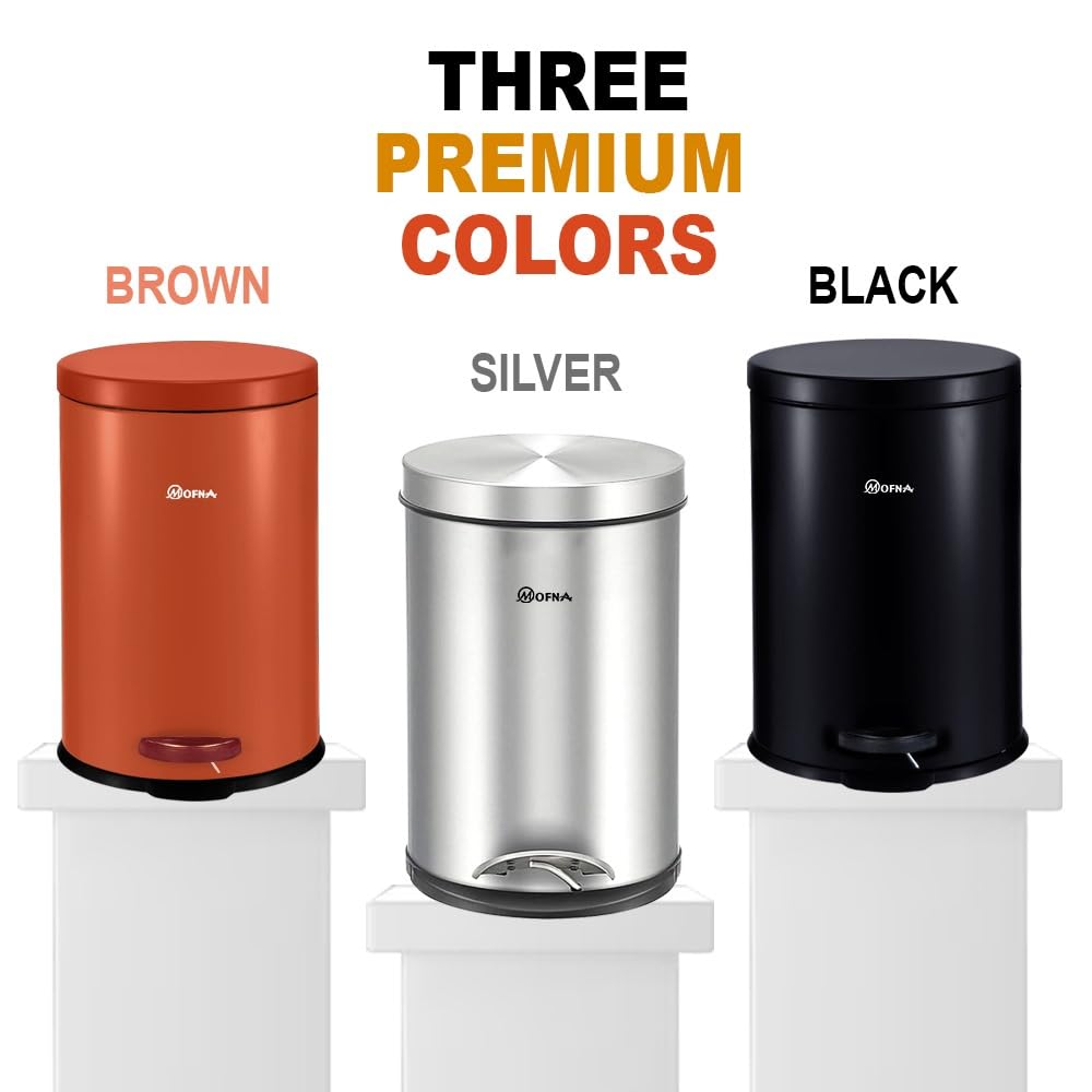 Mofna Stainless Steel Black Pedal Dustbin 7 Liter