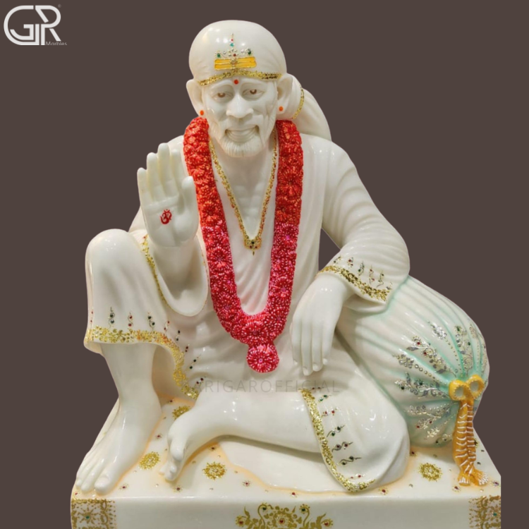 Marble Sai Baba Idol - Color: White