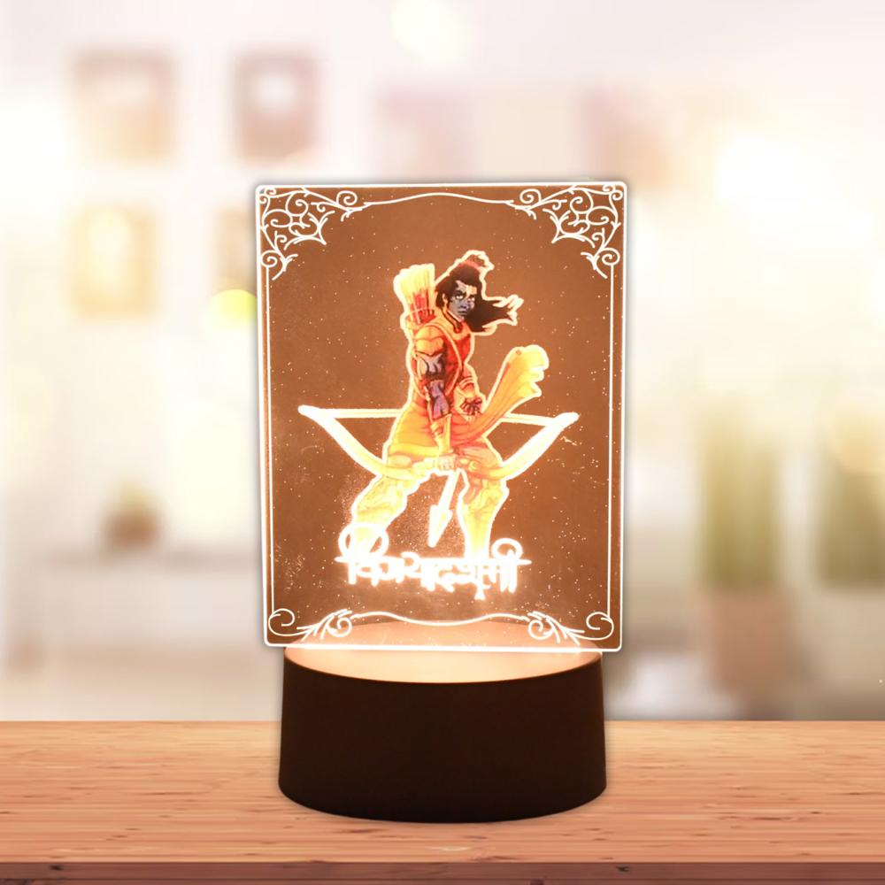 Beautiful 3d Lord Shree Ram Frame With Soft White Light (1 Pc) - Color: Mix