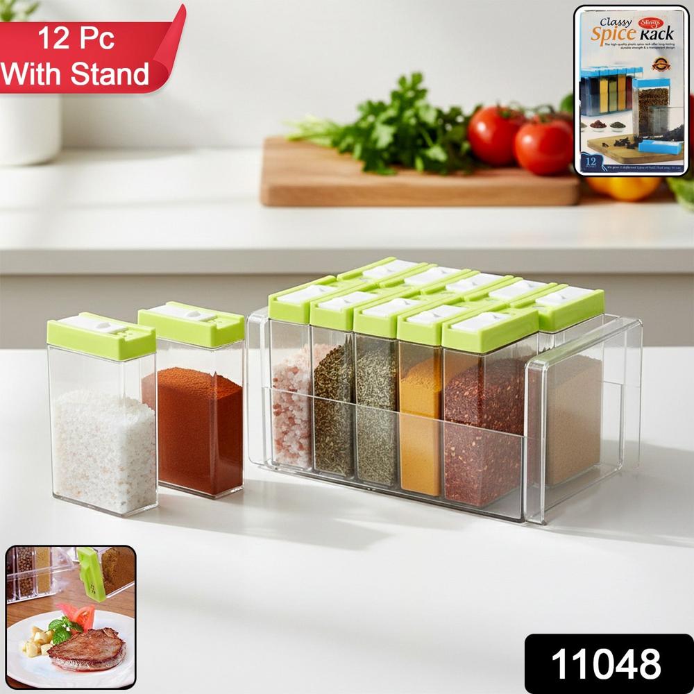 Classic Transparent Spice Rack With Stand  12 Piece - Color: Mix
