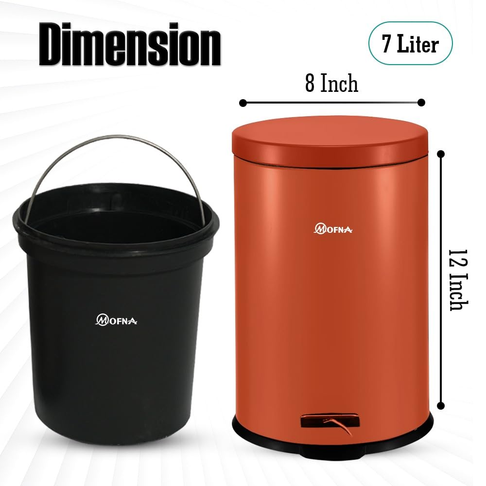 Mofna Stainless Steel Brown Pedal Dustbin 11 Liter