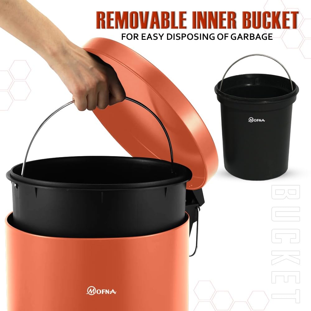 Mofna Stainless Steel Brown Pedal Dustbin 11 Liter