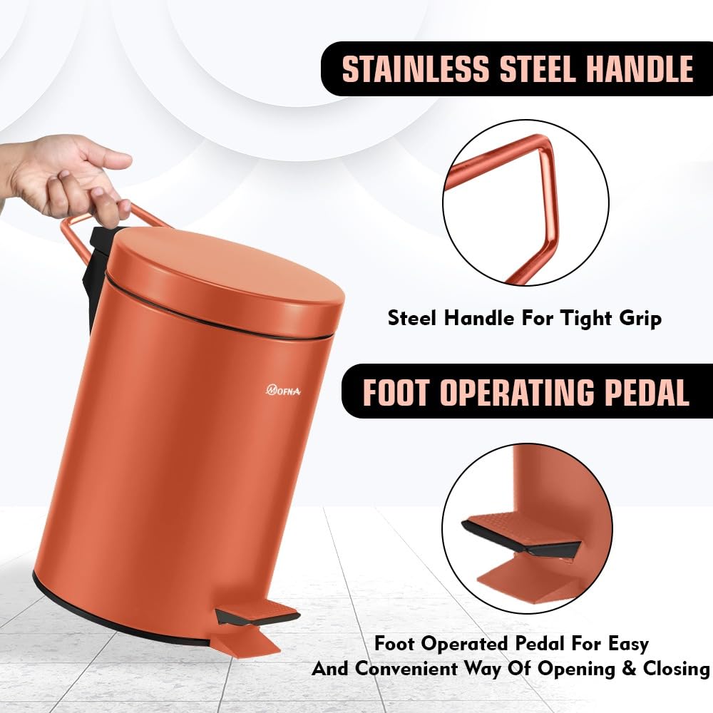 Mofna Stainless Steel Brown Pedal Dustbin 11 Liter