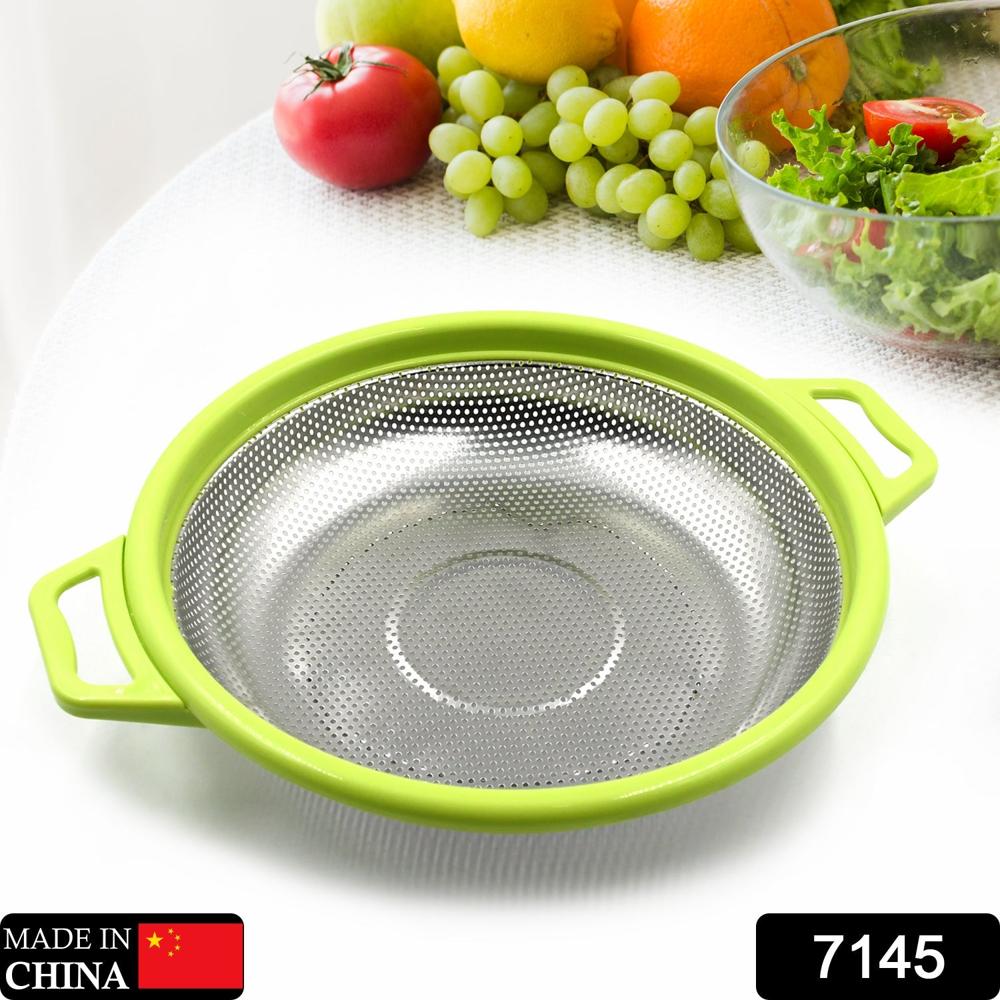 Stainless Steel Colander With Handle, Large Metal Green Strainer - Color: Mix