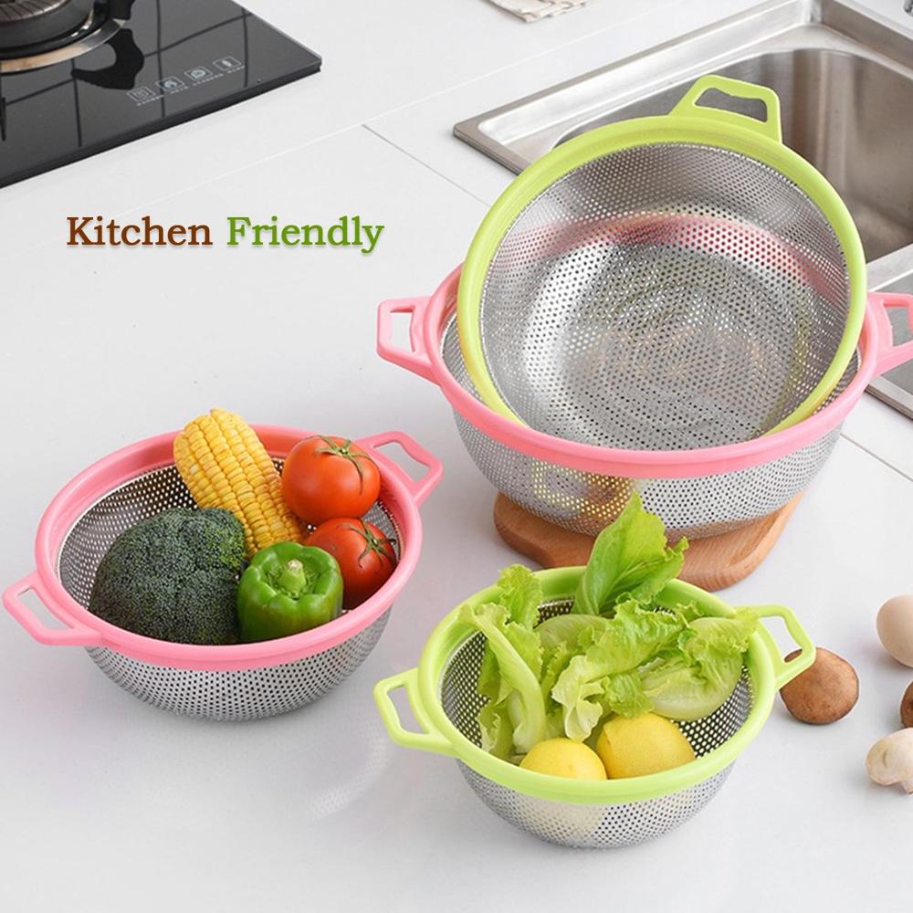 Stainless Steel Colander with Handle, Large Metal Green Strainer