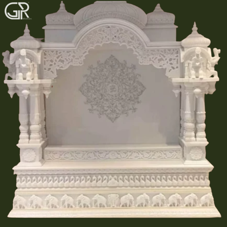 Carved White Makrana Marble Temple