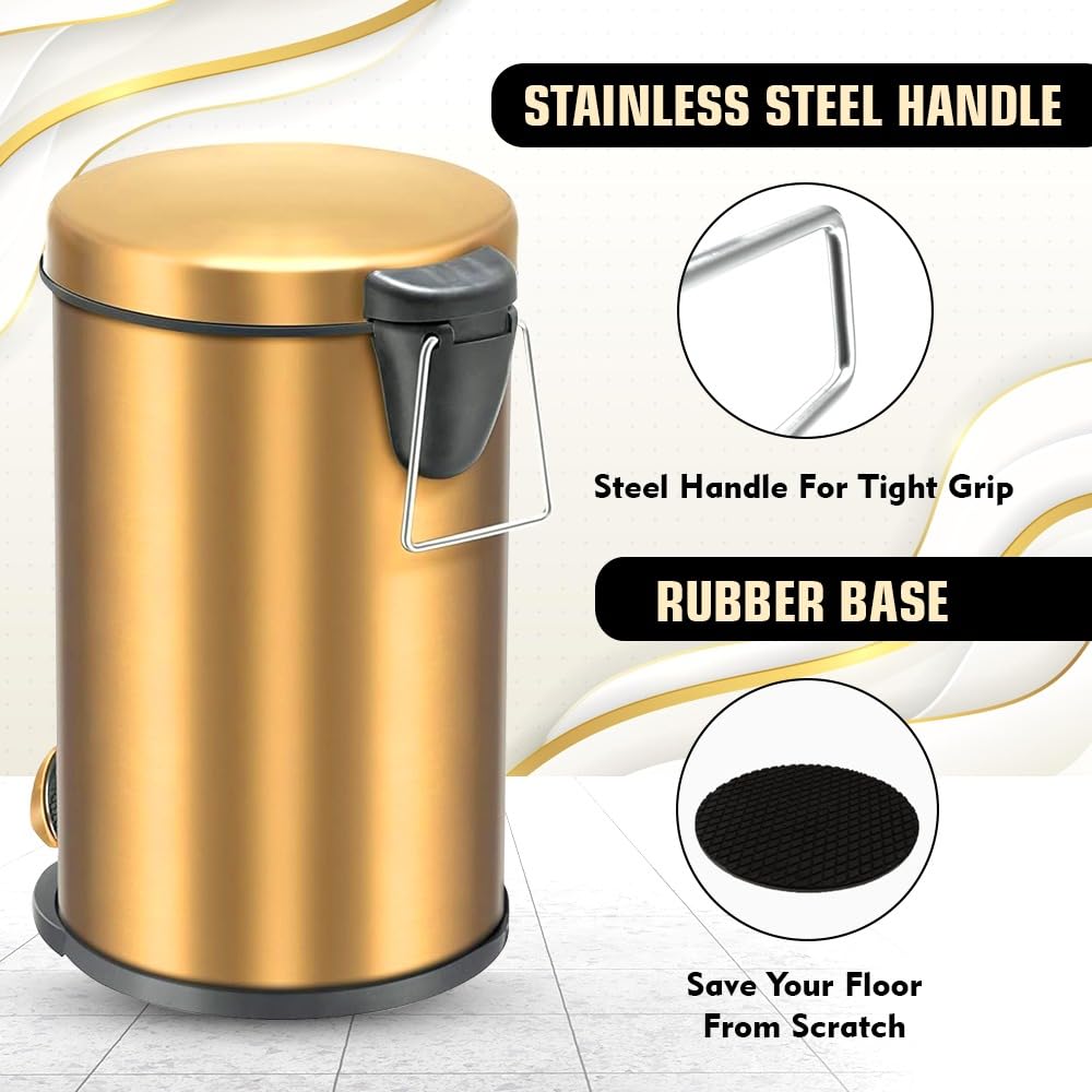 Mofna Stainless Steel Golden Pedal Dustbin 20 Liter