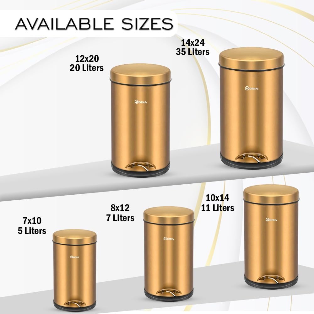 Mofna Stainless Steel Golden Pedal Dustbin 20 Liter