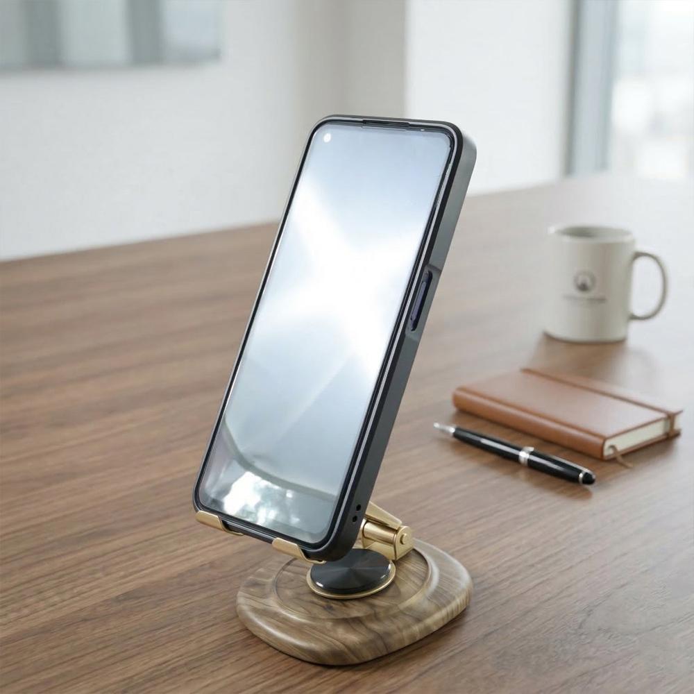 Adjustable Metal Desk Phone Stand with Plastic Base (1 Pc)