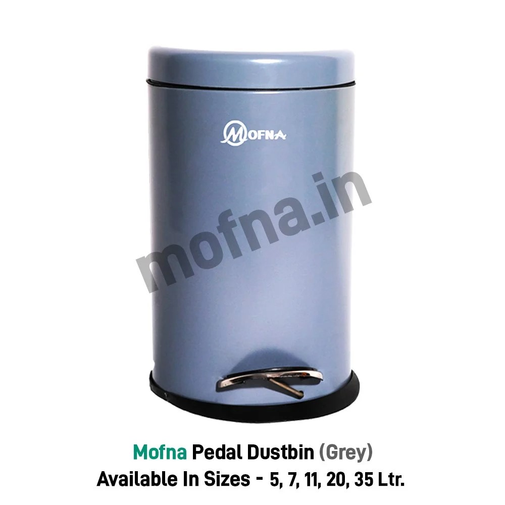 Mofna Stainless Steel Grey Pedal Dustbin 35 Liter