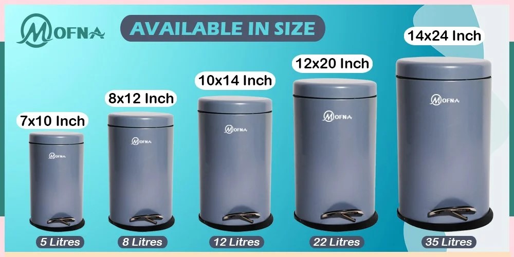 Mofna Stainless Steel Grey Pedal Dustbin 35 Liter