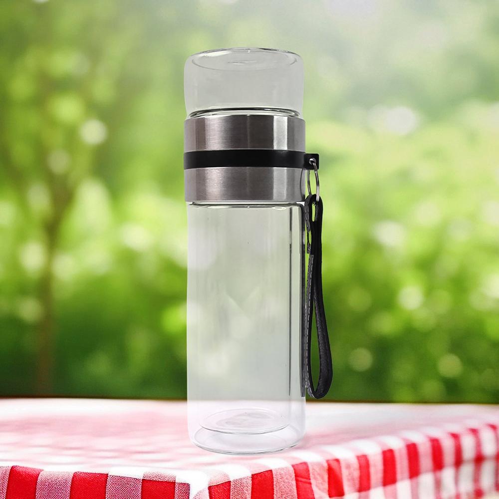 Glass Tea Infuser Bottle. Double Wall Outdoor Sport Glass Water Bottle (550Ml) - Color: Mix