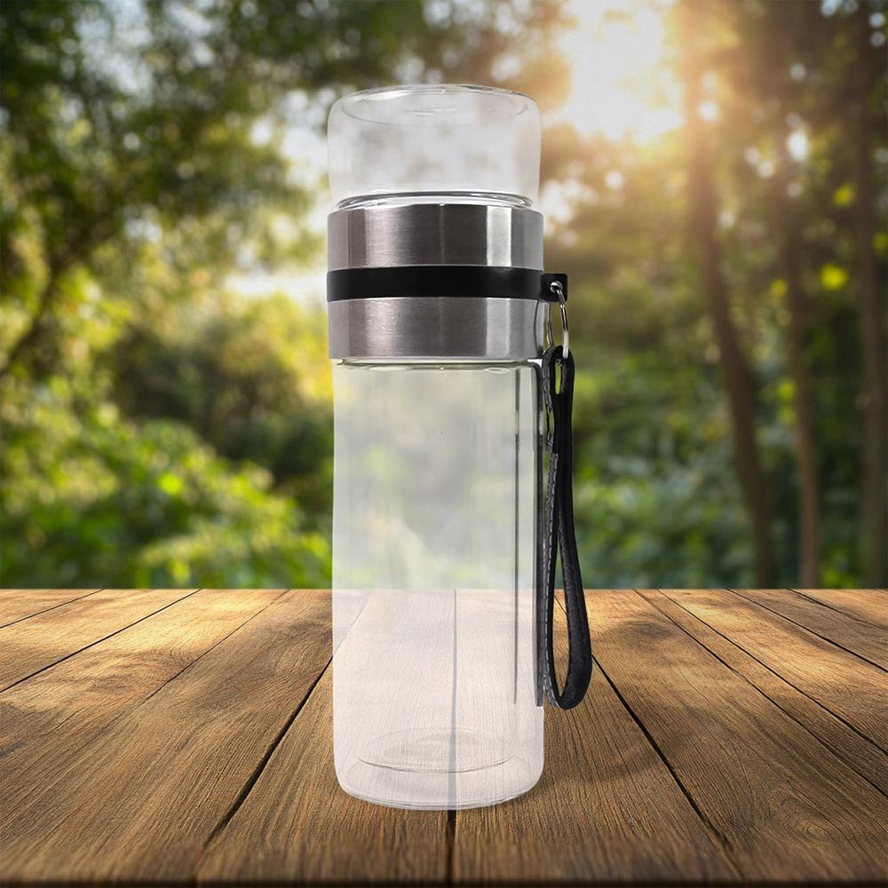 Glass Tea Infuser Bottle. Double Wall Outdoor sport Glass water bottle (550ml)