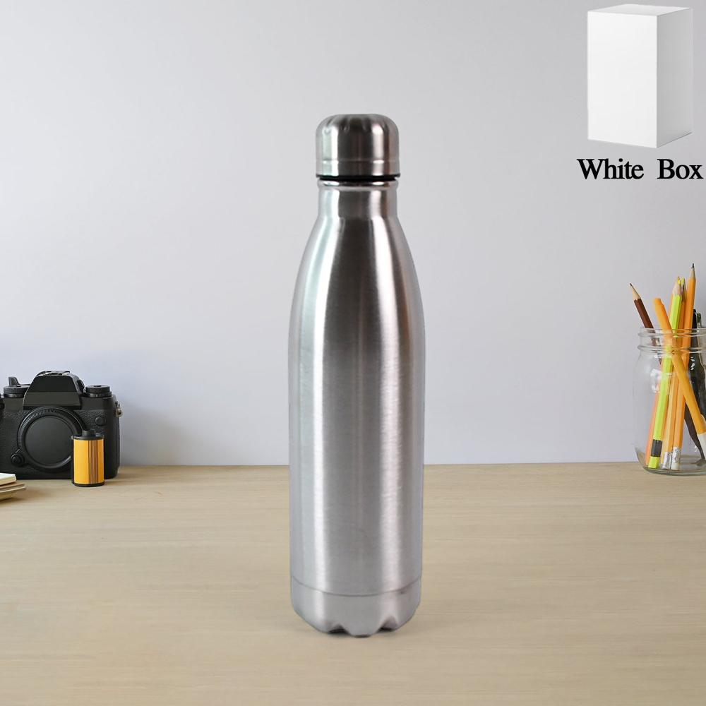 Silver Stainless Steel Water Bottle Approx 500 Ml (1 Pc) - Color: Mix