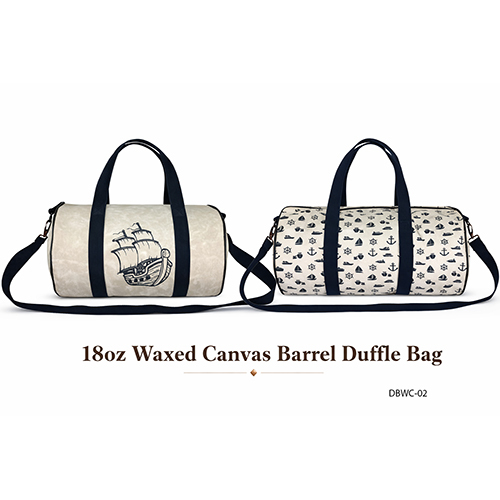 DBWC-02 18oz Waxed Canvas Barrel Duffle Bag