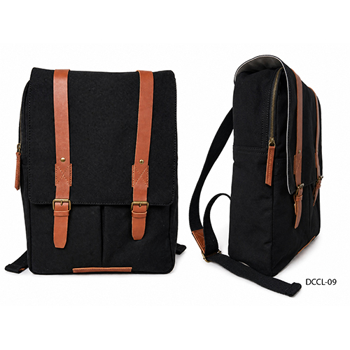 Canvas Bag with Leather Trims