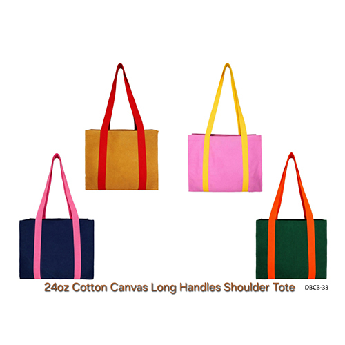 24oz Cotton Canvas Long Handle Shoulder Tote Bag