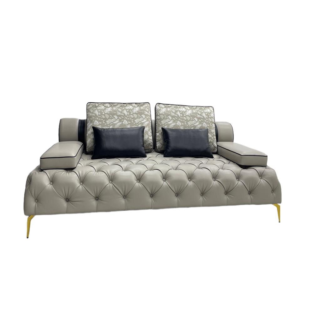 Silver Grey L-Shaped Sectional Sofa, Luxury Villa Living Room Couch