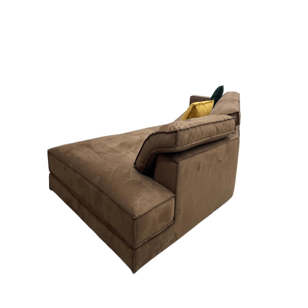 Budapest Sofa, Italian Minimalist Brown Suede L-Shaped Sectional