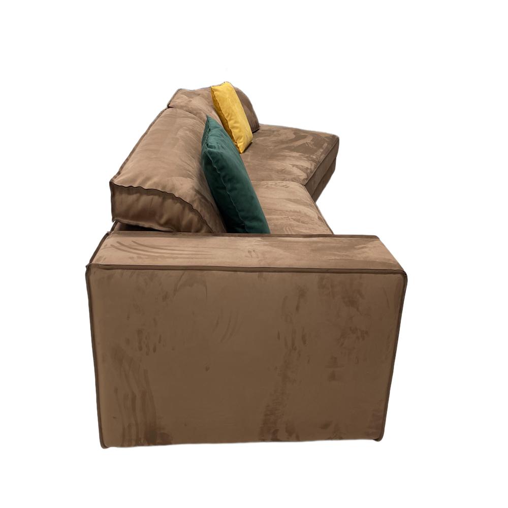 Budapest Sofa, Italian Minimalist Brown Suede L-Shaped Sectional