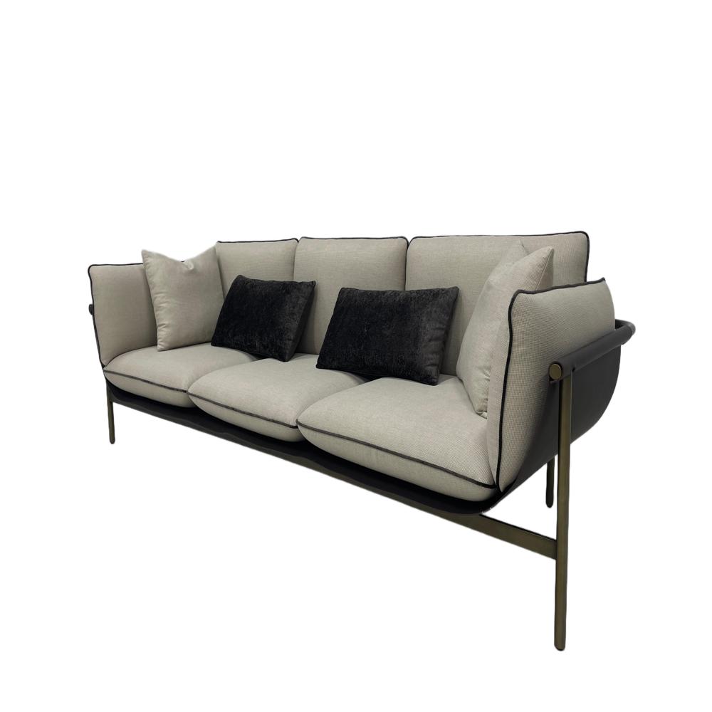 Fendi Togo Sofa, Italian Minimalist Metal Frame Fabric 3-Seater