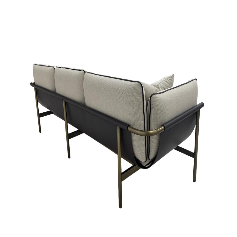 Fendi Togo Sofa, Italian Minimalist Metal Frame Fabric 3-Seater