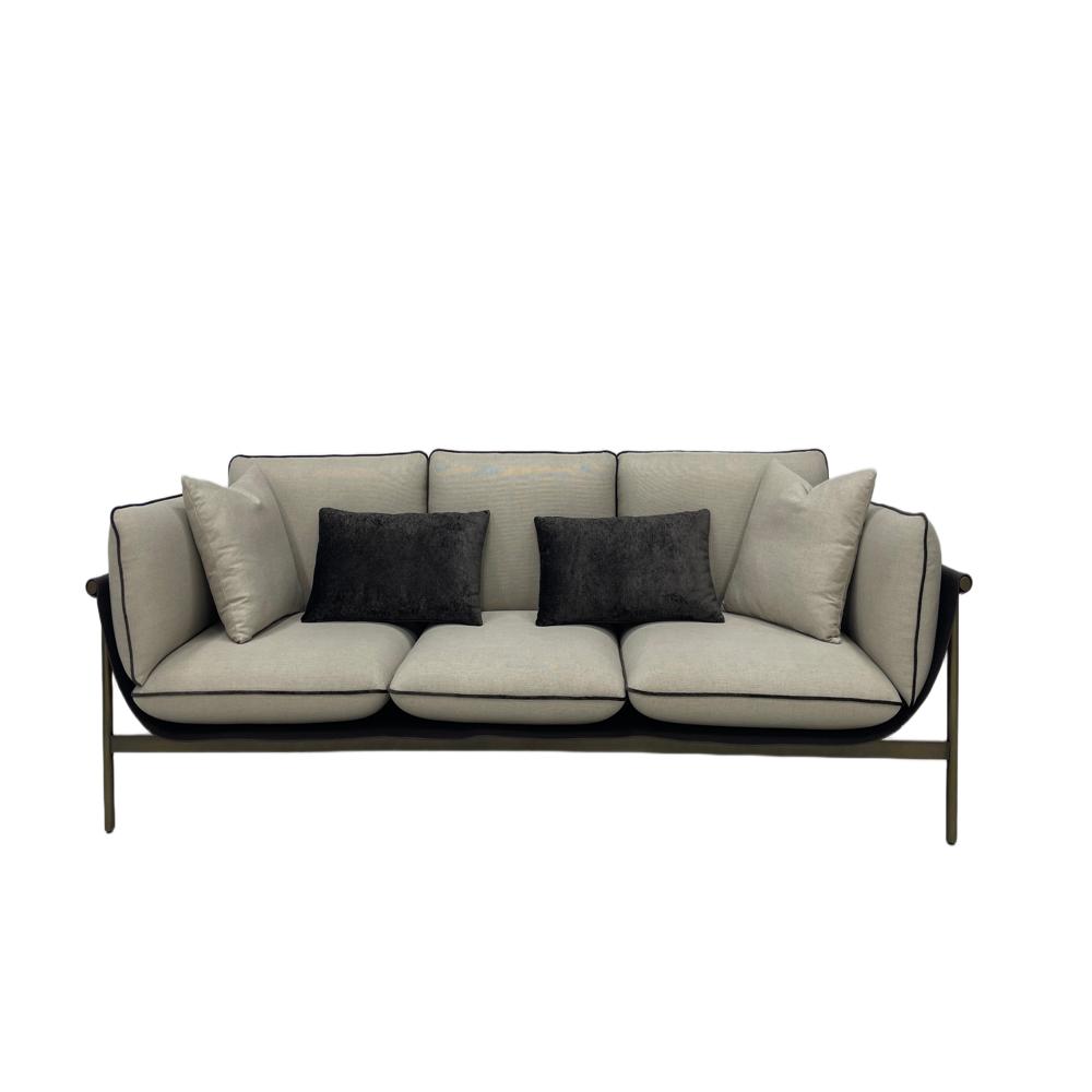 Fendi Togo Sofa, Italian Minimalist Metal Frame Fabric 3-Seater