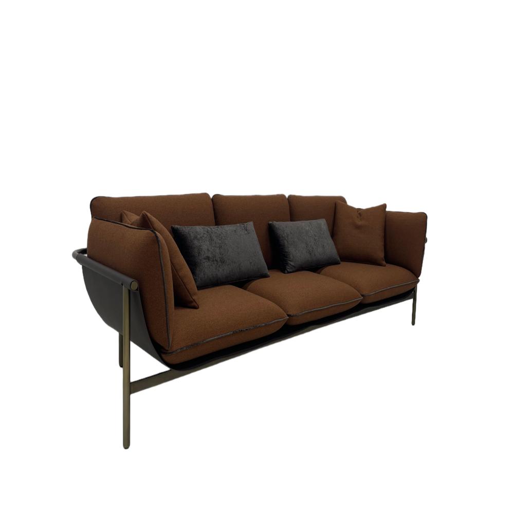 Fendi Togo Sofa, Italian Minimalist Metal Frame Fabric 3-Seater