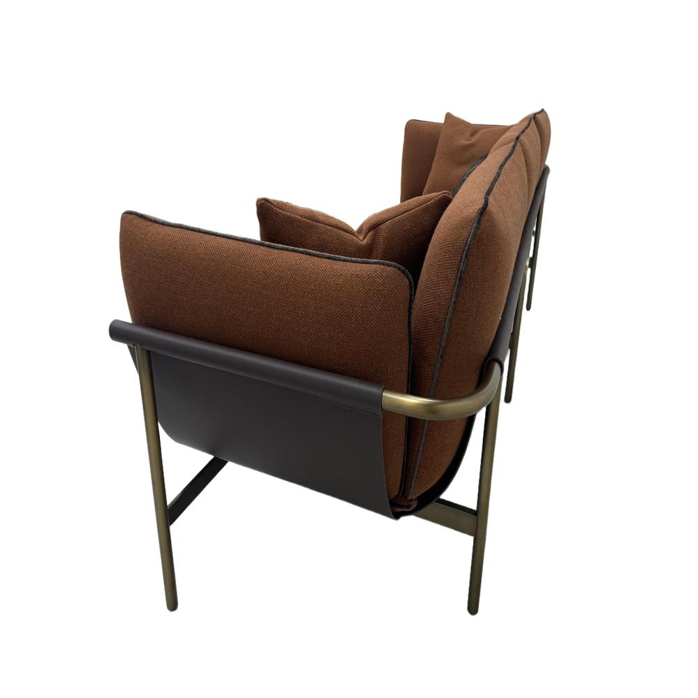 Fendi Togo Sofa, Italian Minimalist Metal Frame Fabric 3-Seater