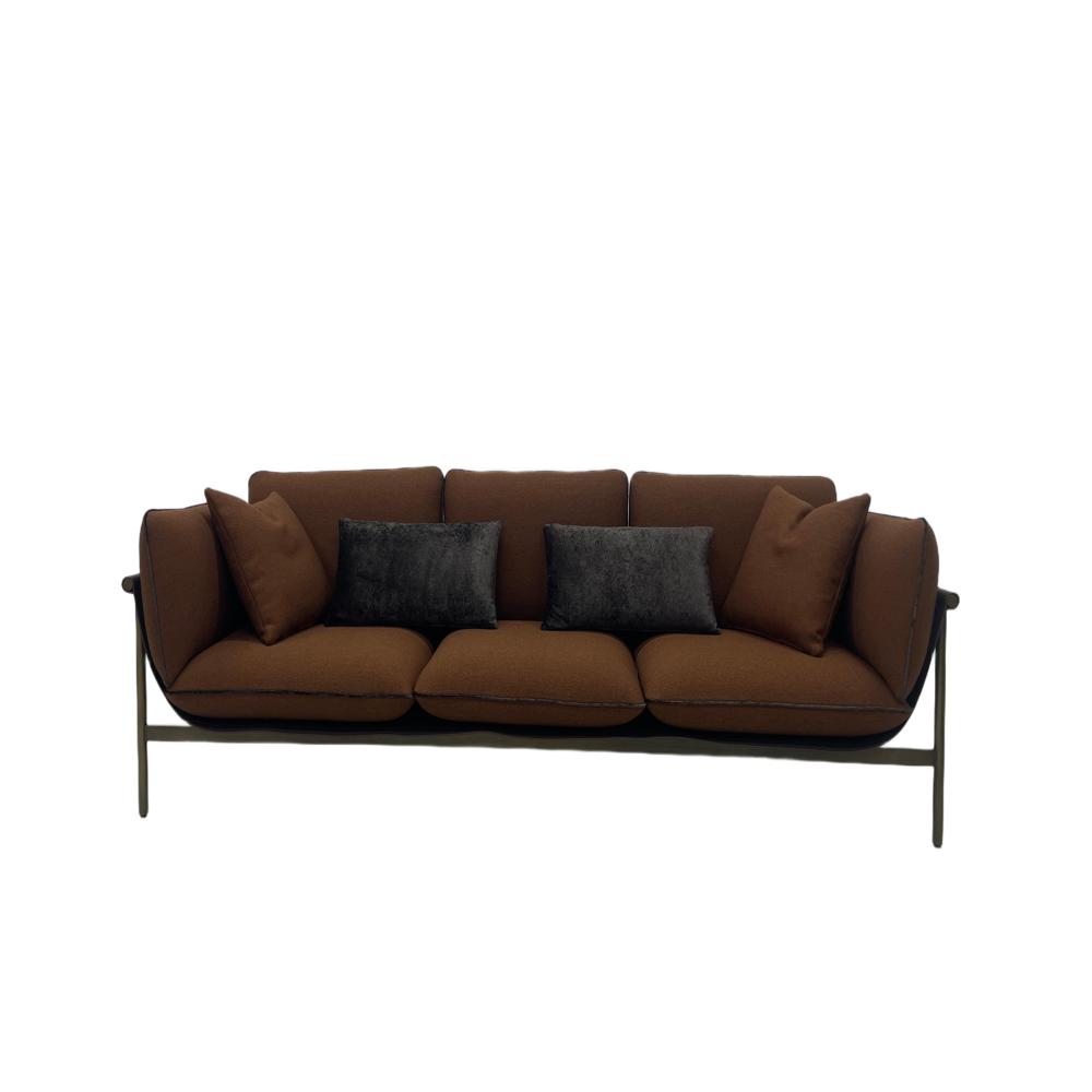 Fendi Togo Sofa, Italian Minimalist Metal Frame Fabric 3-Seater