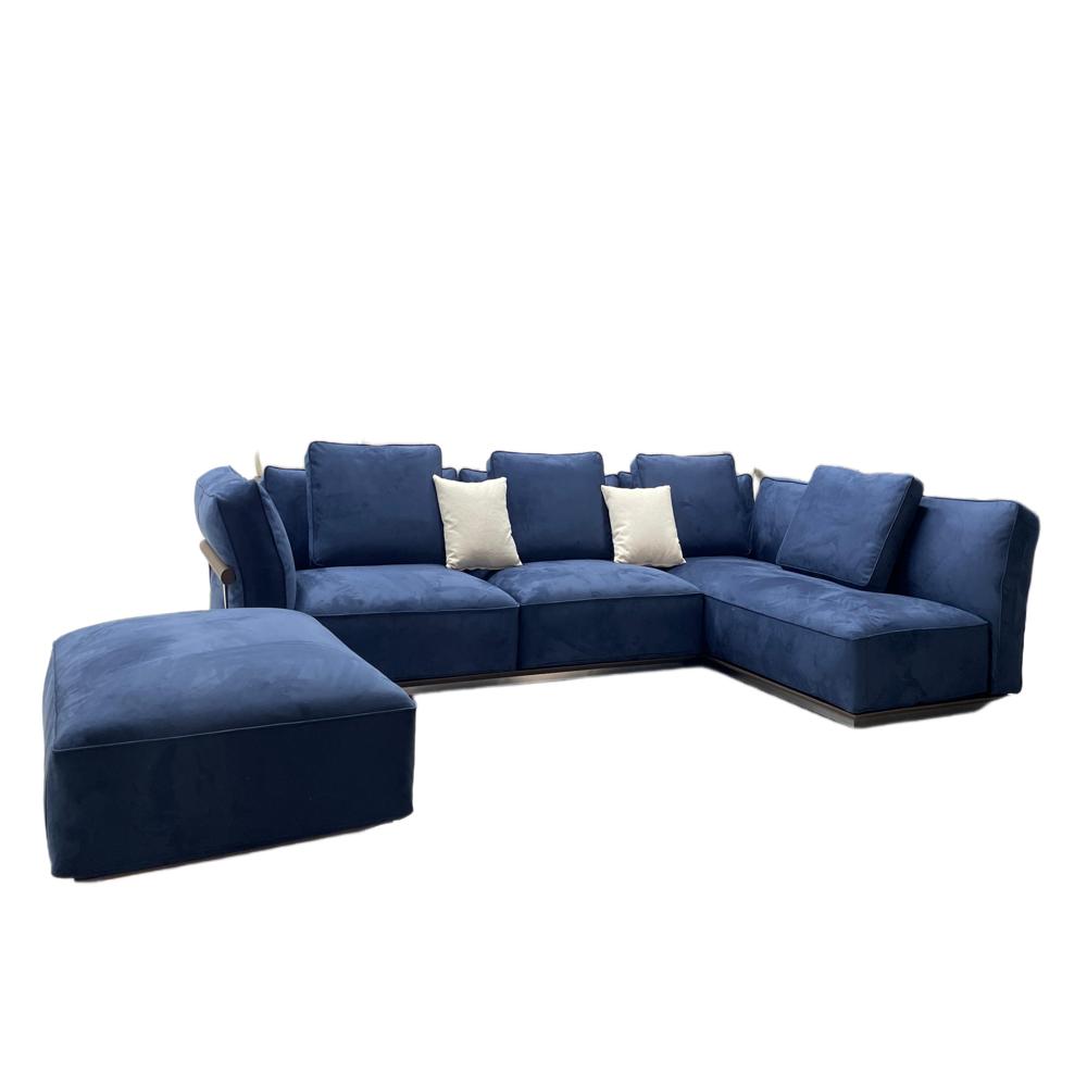 Camelot Sofa, Italian Minimalist Dark Grey Leather L-Shaped Sectional
