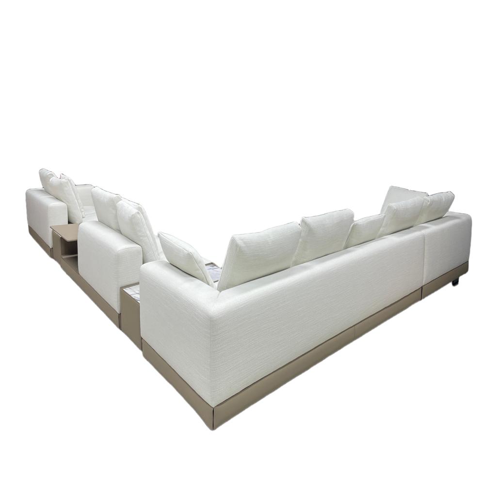 Connery Sofa, Italian Minimalist Large Sectional with Marble Side Tables