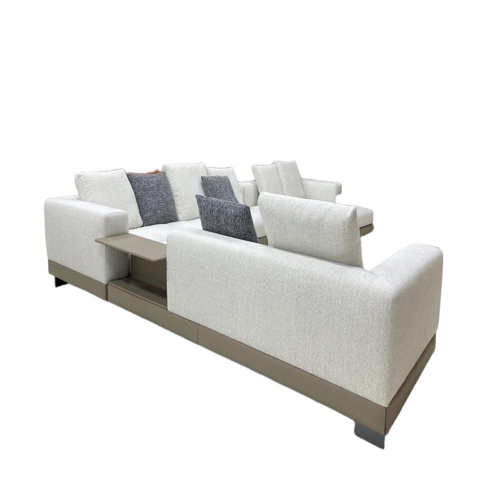 Connery Sofa, Italian Minimalist Large Sectional with Marble Side Tables