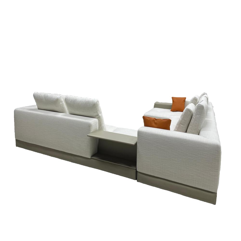 Connery Sofa, Italian Minimalist Large Sectional with Marble Side Tables