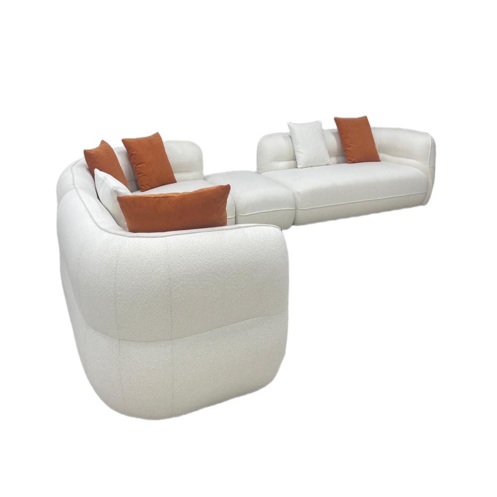 Claude Sofa, Italian Minimalist White Boucle Curved Sectional