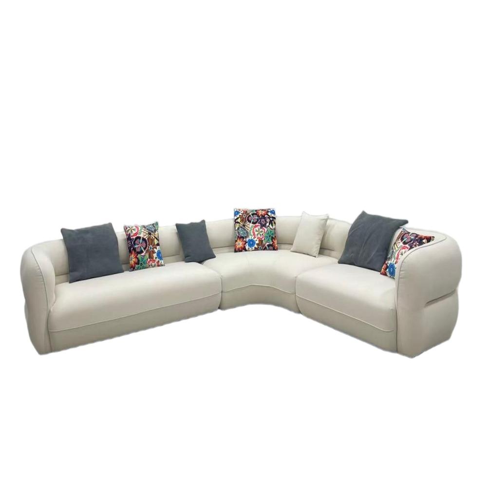 Claude Sofa, Italian Minimalist White Boucle Curved Sectional