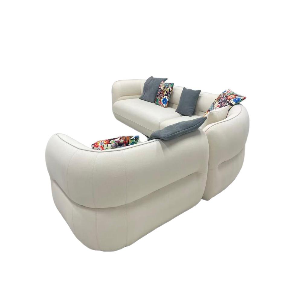 Claude Sofa, Italian Minimalist White Boucle Curved Sectional